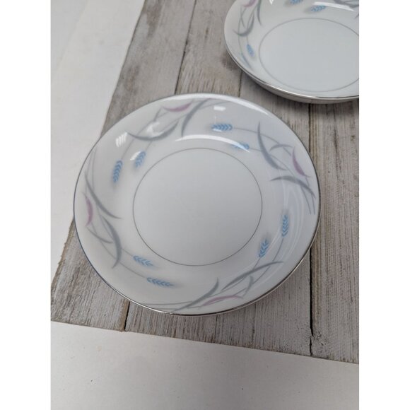 Vintage Valmont Royal Wheat Platinum Trim Set of 4 Dessert Bowls 5 1/2" - Picture 2 of 9